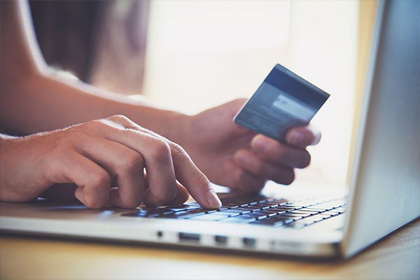 Credit card on a keyboard